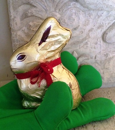 Easter bunny in Gavin's hand